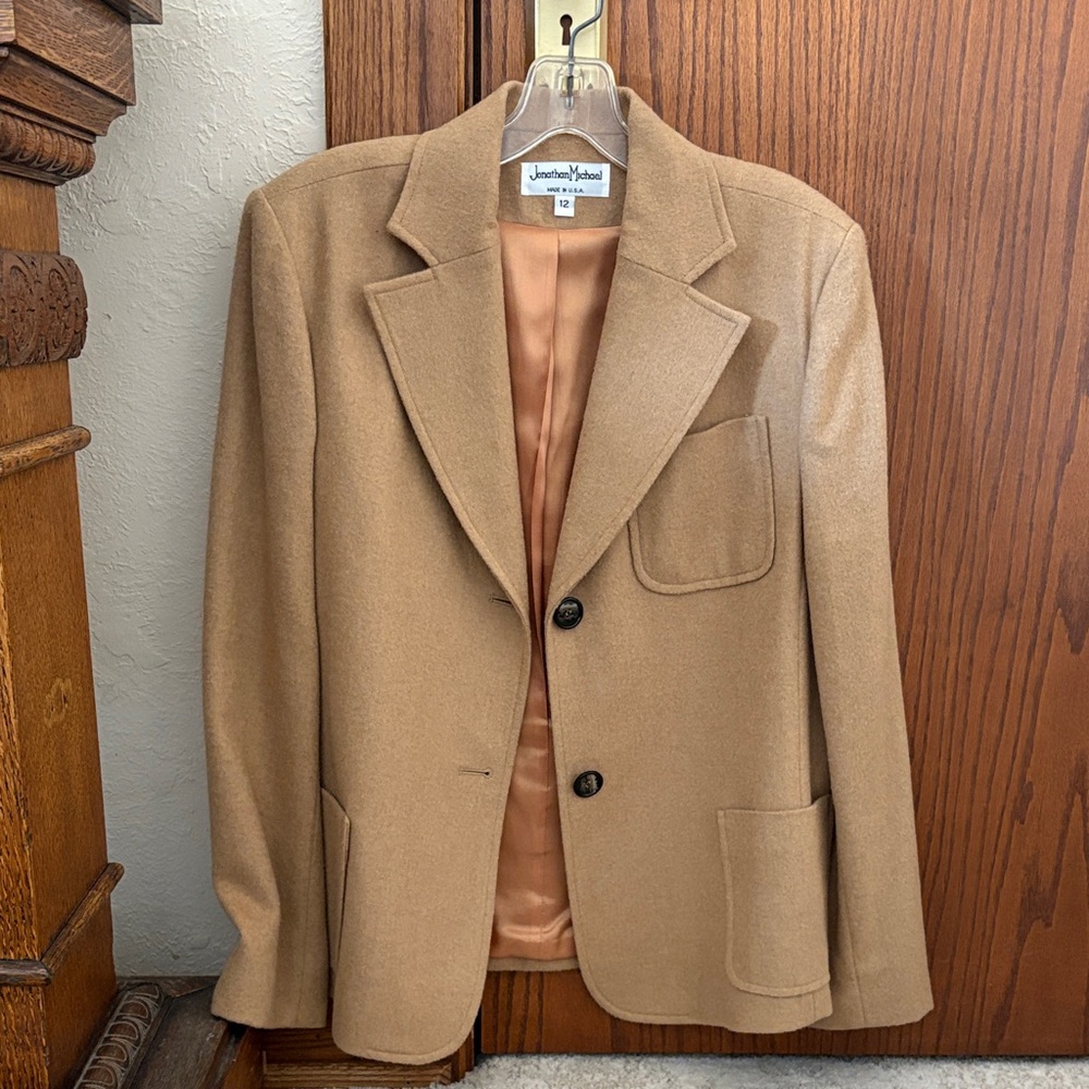 Vintage Jonathan Michael Camel Hair Jacket with Satin Lining